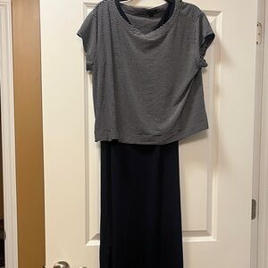 J. Jill Navy and White Striped Midi Dress